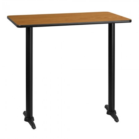 Flash Furniture XU-NATTB-3042-T0522B-GG 30" x 42" Rectangular Natural Laminate Table Top with 5" x 22" Bar Height Table Bases