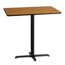 Flash Furniture XU-NATTB-3042-T2230B-GG 30&quot; x 42&quot; Rectangular Natural Laminate Table Top with 22&quot; x 30&quot; Bar Height Table Base