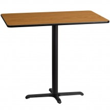 Flash Furniture XU-NATTB-3048-T2230B-GG 30&quot; x 48&quot; Rectangular Natural Laminate Table Top with 22&quot; x 30&quot; Bar Height Table Base