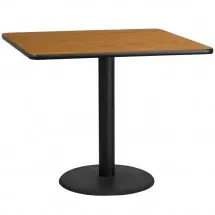 Flash Furniture XU-NATTB-4242-TR24-GG 42&quot; Square Natural Laminate Table Top with 24&quot; Round Table Height Base