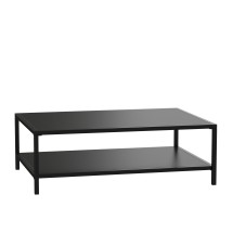 Flash Furniture XU-T6R60USO-2T-BK-GG Commercial Outdoor 2-Tier Steel Patio Black Coffee Table