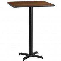 Flash Furniture XU-WALTB-2424-T2222B-GG 24&quot; Square Walnut Laminate Table Top with 22&quot; x 22&quot; Bar Height Table Base