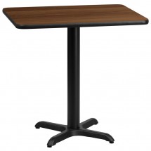 Flash Furniture XU-WALTB-2430-T2222-GG 24&quot; x 30&quot; Rectangular Walnut Laminate Table Top with 22&quot; x 22&quot; Table Height Base