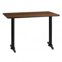 Flash Furniture XU-WALTB-3042-T0522-GG 30&quot; x 42&quot; Rectangular Walnut Laminate Table Top with 5&quot; x 22&quot; Table Height Bases