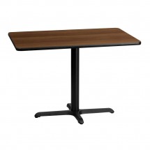 Flash Furniture XU-WALTB-3042-T2230-GG 30&quot; x 42&quot; Rectangular Walnut Laminate Table Top with 22&quot; x 30&quot; Table Height Base