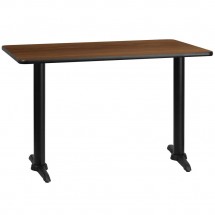 Flash Furniture XU-WALTB-3048-T0522-GG Rectangular Walnut Laminate Table Top with 5&quot; x 22&quot; Table Height Bases