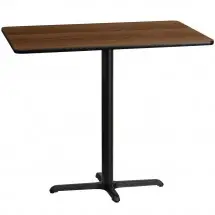 Flash Furniture XU-WALTB-3048-T2230B-GG 30&quot; x 48&quot; Rectangular Walnut Laminate Table Top with 22&quot; x 30&quot; Bar Height Table Base