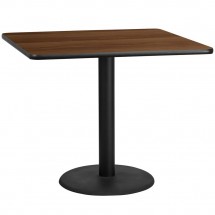 Flash Furniture XU-WALTB-4242-TR24-GG 42&quot; Square Walnut Laminate Table Top with 24&quot; Round Table Height Base