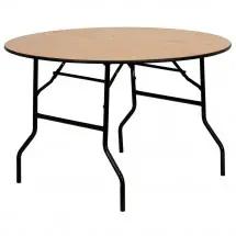 Flash Furniture YT-WRFT48-TBL-GG Round Wood Folding Banquet Table with Clear Coated Finished Top 48&quot;