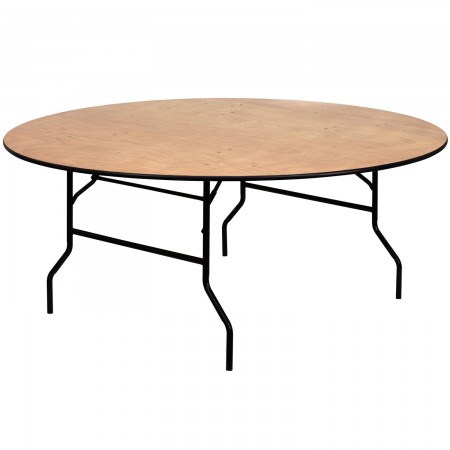 Flash Furniture YT-WRFT72-TBL-GG 72'' Round Wood Folding Banquet Table with Clear Coated Finished Top