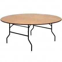 Flash Furniture YT-WRFT72-TBL-GG 72 Round Wood Folding Banquet Table with Clear Coated Finished Top