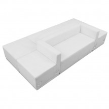 Flash Furniture ZB-803-500-SET-WH-GG HERCULES Alon Series White Leather Reception Configuration, 6 Piece