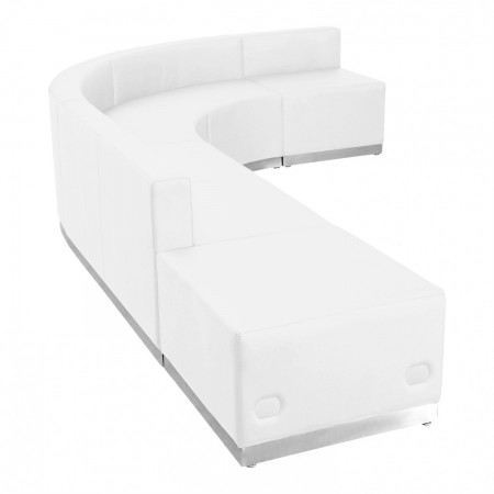 Flash Furniture ZB-803-610-SET-WH-GG HERCULES Alon Series White Leather Reception Configuration, 5 Piece