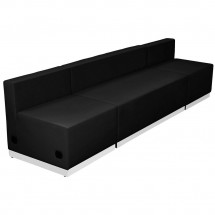 Flash Furniture ZB-803-680-SET-BK-GG HERCULES Alon Series Black Leather Reception Loveseat Configuration, 3-Pieces