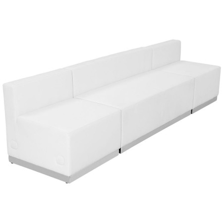Flash Furniture ZB-803-680-SET-WH-GG HERCULES Alon Series White Leather Reception Loveseat Configuration, 3-Pieces