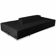 Flash Furniture ZB-803-690-SET-BK-GG HERCULES Alon Series Black Leather Reception Ottoman Configuration, 6-Pieces