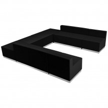 Flash Furniture ZB-803-710-SET-BK-GG HERCULES Alon Series Black Leather Reception Loveseat Configuration, 8-Pieces