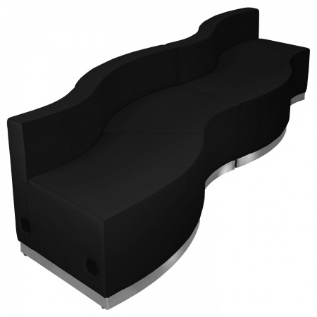 Flash Furniture ZB-803-730-SET-BK-GG HERCULES Alon Series Black Leather Reception Configuration, 4-Pieces