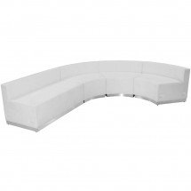 Flash Furniture ZB-803-760-SET-WH-GG HERCULES Alon Series White Leather Reception Loveseat Configuration, 4-Pieces