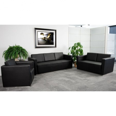 Flash Furniture ZB-TRINITY-8094-SET-BK-GG HERCULES Trinity Series Black Reception Set