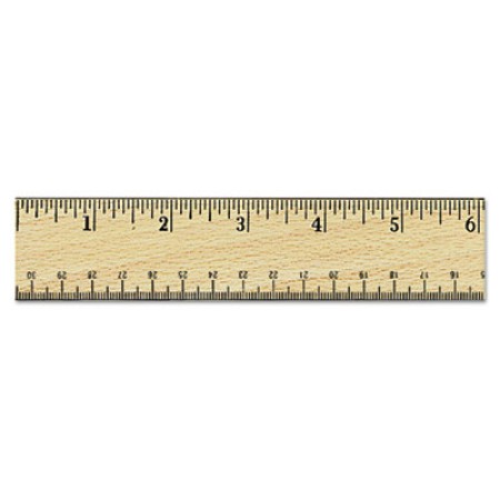 Flat Wood Ruler, Standard/Metric, 6