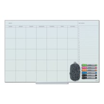 Floating Glass Dry Erase Undated One Month Calendar, 36 x 24, White
