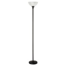 Floor Lamp, 71" High, Translucent Plastic Shade, 11.25"w x 11.25"d x 71"h, Matte Black