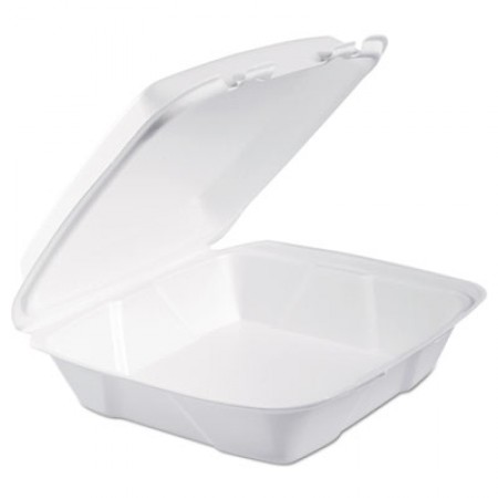 Dart White Foam Hinged Lid Containers, 9" x 9" x 3", 200/Carton