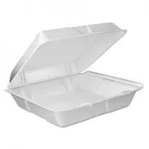 Dart Foam Vented Foam Containers with Perforated Hinged Lid, 9&quot; x 9-2/5&quot; x 3&quot;, , 200/Carton