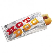 Foil Single-Serve Bags, 3.5" x 8.5", White/"Hot Dog", 1000/Carton