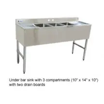 Omcan (FMA) 25274 Three Compartment Underbar Sink with Left and Right Drain Boards