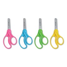 For Kids Scissors, Rounded Tip, 5" Long, 1.75" Cut Length, Randomly Assorted Straight Handles