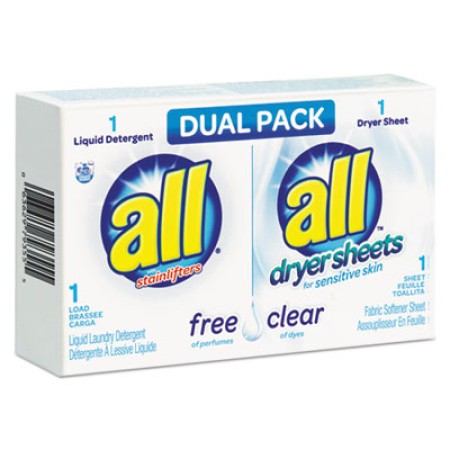 Free Clear HE Liquid Laundry Detergent/Dryer Sheet Dual Vend Pack, 100/Carton