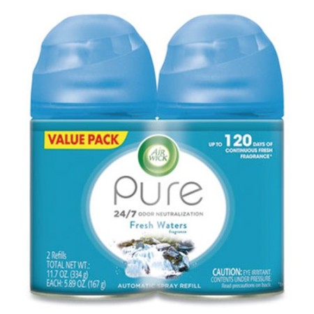 Freshmatic Ultra Spray Refill, Fresh Waters, Aerosol, 5.89 oz, 2/Pack 3 Packs/Carton