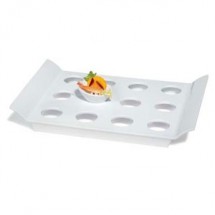 GET Enterprises ML-291-W San Michele White Display Tray with Round Slots 18&quot; x 13&quot;