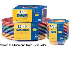 GET Enterprises SP-OP-120-MIX Diamond Mardi Gras Assorted Colors Melamine Oval Platter 12" x 9" - 1 doz
