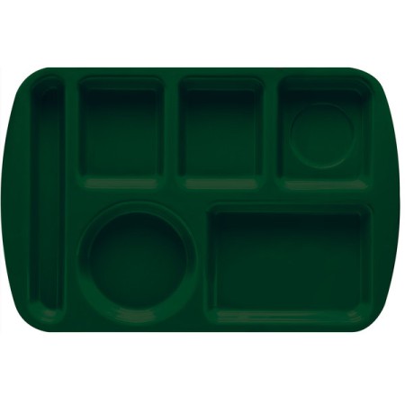 GET Enterprises TL-151-HG Hunter Green Melamine Left Hand 6-Compartment Tray 14-3/4" x 9-1/2" - 1 doz