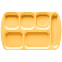 GET Enterprises TR-151-BY Bright Yellow Melamine Right Hand 6-Compartment Tray 15-1/2&quot; x 10&quot; - 1 doz