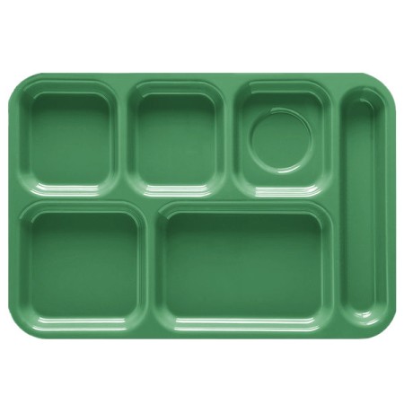 GET Enterprises TR-152-FG Forest Green ABS Plastic Right Hand 6-Compartment Tray 10" x 14-1/2" - 1 doz
