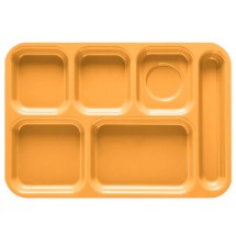 GET Enterprises TR-152-TY Tropical Yellow ABS Plastic Right Hand 6-Compartment Tray 10&quot; x 14-1/2&quot; - 1 doz