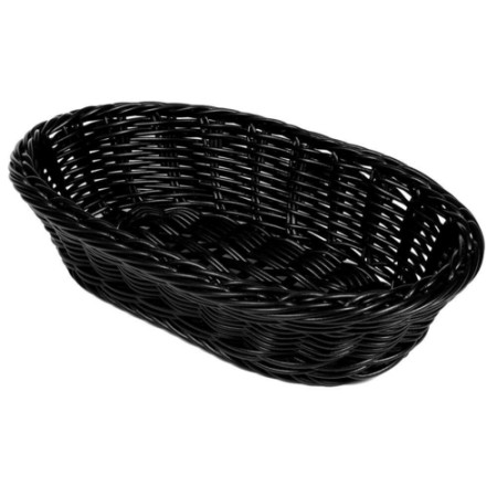 GET Enterprises WB-1505-BK Black Oval Designer Polyweave Basket 11-3/4" x 8" x 3" - 1 doz