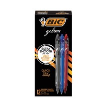 BIC Gel-ocity Quick Dry Retractable Gel Pen, 0.7mm, Assorted Ink/Barrel, Dozen