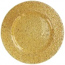 The Jay Companies 1470341 Round Glamour Gold Glass Charger Plate 13&quot;
