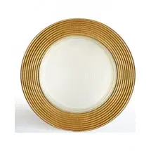The Jay Companies 1520630 Round Gold Glitter Glass Charger Plate 13&quot;