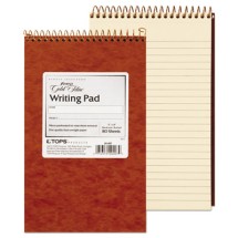 Gold Fibre Retro Wirebound Writing Pads, 1 Subject, Medium/College Rule, Red Cover, 5 x 8, 80 Sheets