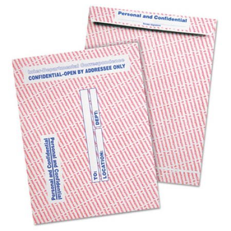 Gray/Red Paper Gummed Flap Personal & Confidential Interoffice Envelope, #97, 10 x 13, Gray/Red, 100/Box