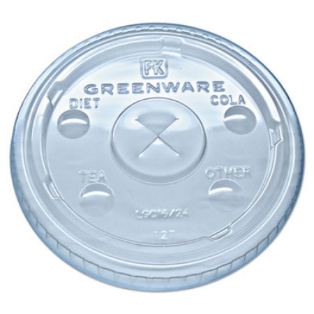Fabri-Kal Greenware Clear X-Slot Cold Drink Lids Fits 16-18, 24 oz. Cups, 1000/Carton