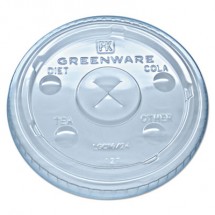 Fabri-Kal Greenware Clear X-Slot Cold Drink Lids Fits 16-18, 24 oz. Cups, 1000/Carton