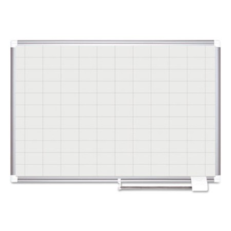 Grid Dry Erase Planning Board, 1 x 2 Grid, 36 x 24, White/Silver