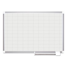 Grid Dry Erase Planning Board, 1 x 2 Grid, 36 x 24, White/Silver